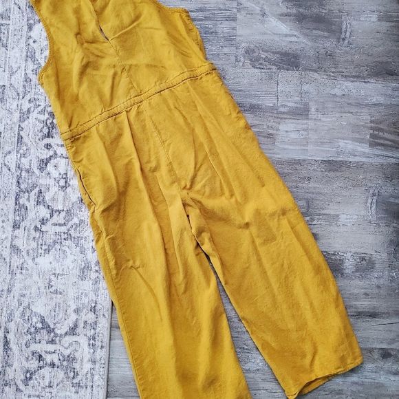 Anthro DREW Linen Blend Mustard Jumpsuit Small - Picture 3 of 7